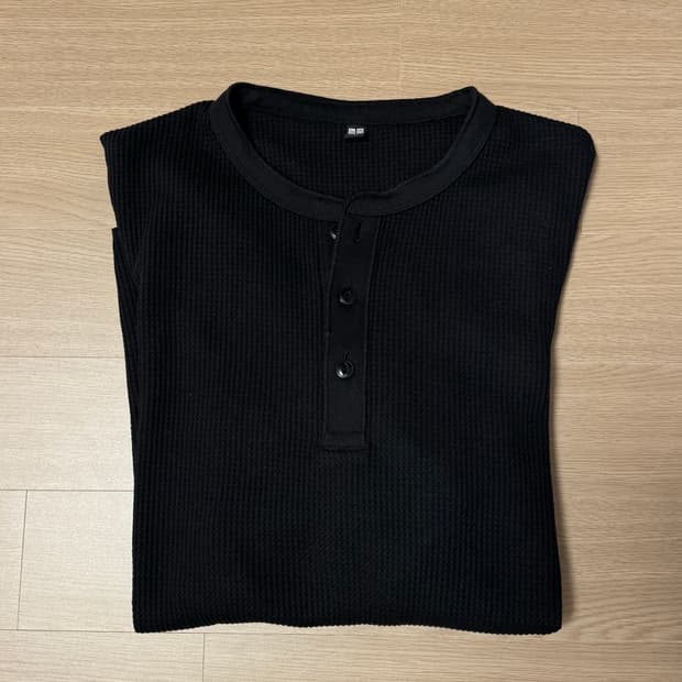 유니클로 와플 헨리넥 L