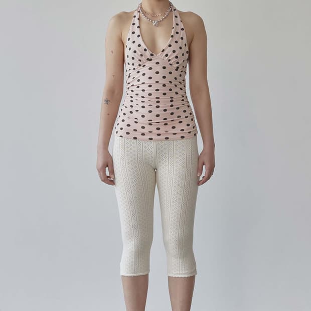 Sculptor dot halter top pink