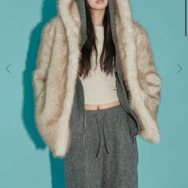 THEPORTA 폭스 퍼 후디드 퍼자켓