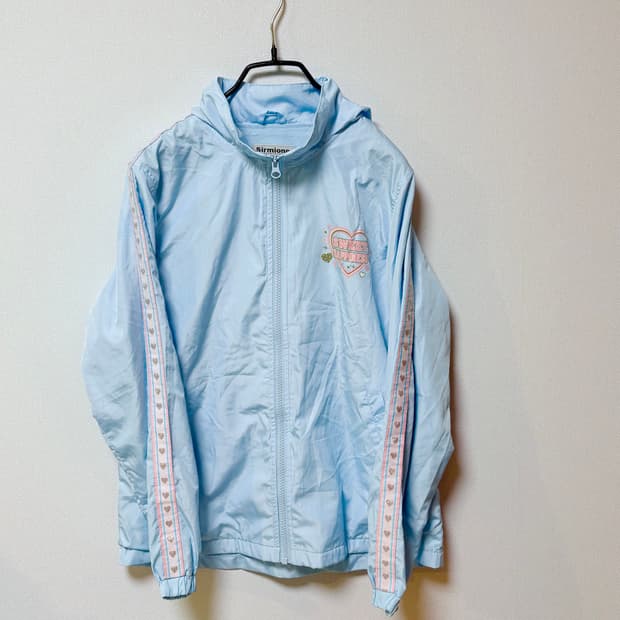히메갸루 하늘색 바람막이 져지 y2k 소다맛 모리걸 글리터 후드집업