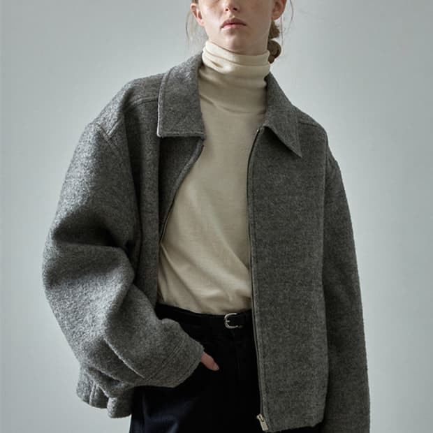 파사드패턴 미니멀 헤링본 블루종 (M)