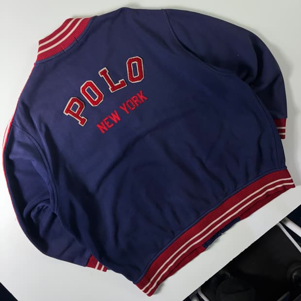 Polo 폴로 랄프로렌 P엠브로이드 백로고 자수 코튼 바시티 자켓