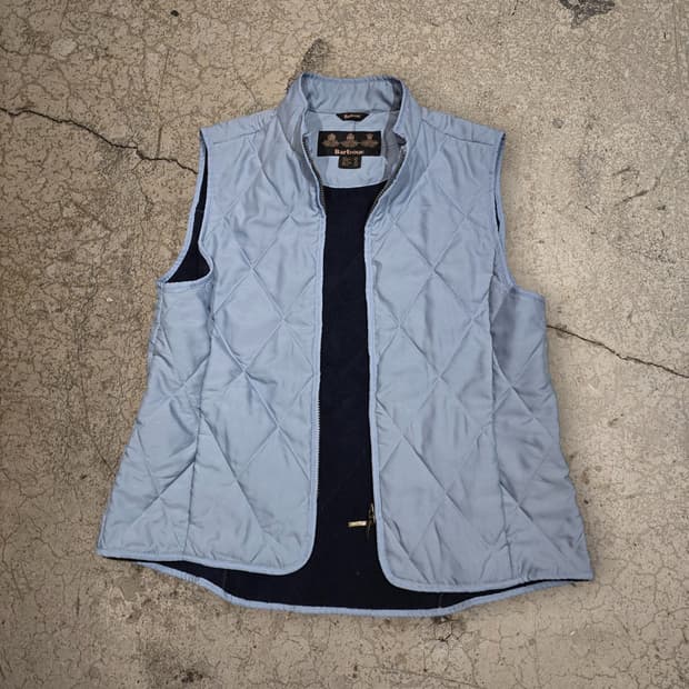 Barbour 윈터 풀본  스카이블루 퀼팅 베스트