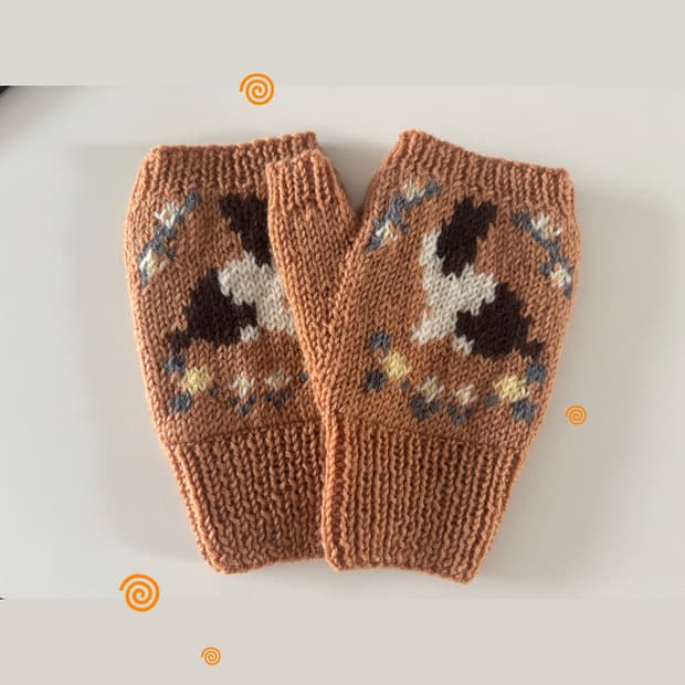 토끼 손뜨개 니트 핑거리스 장갑