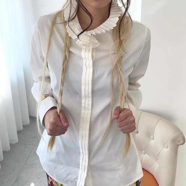 Armani Collezioni rose bud pleats shirts