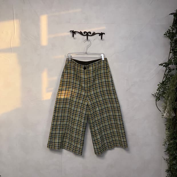 Mint yellow tweed check pants 