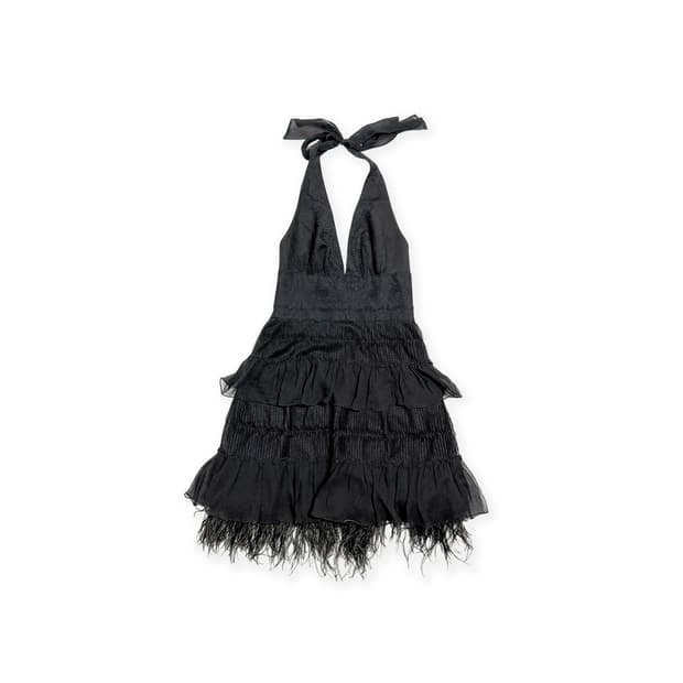 BCBGMAXAZRIA 빈티지 캉캉 페더 홀터넥 원피스