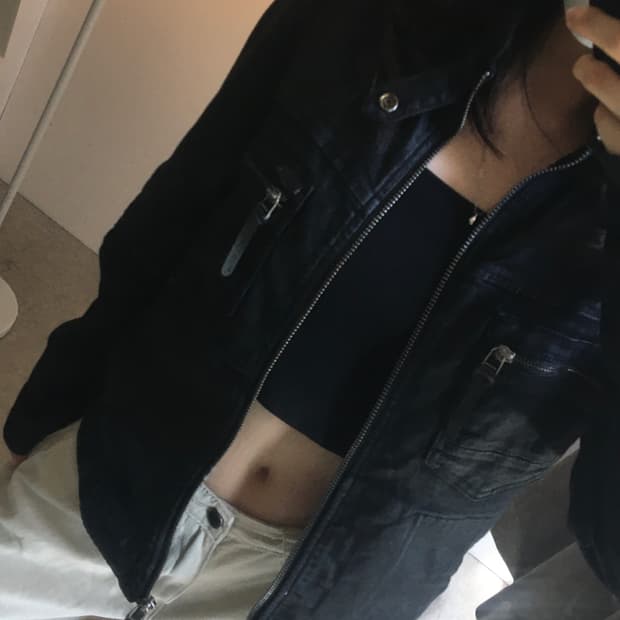 버커루 코티드 데님 바이커자켓