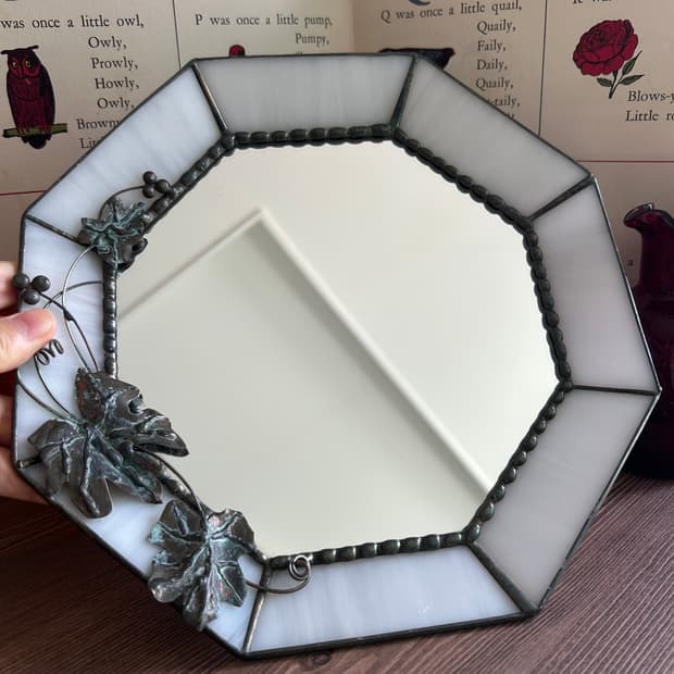 미국 빈티지 스테인드글라스 거울 장식 