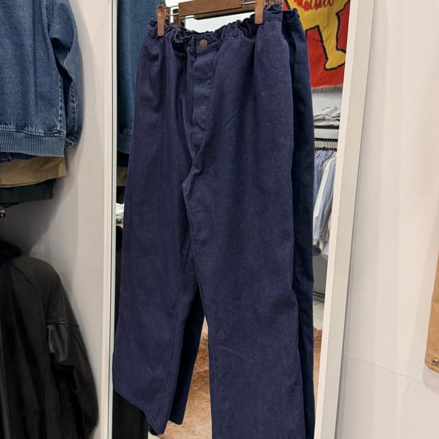 90-00s French work pants 프렌치 인디고 밴딩 워크 팬