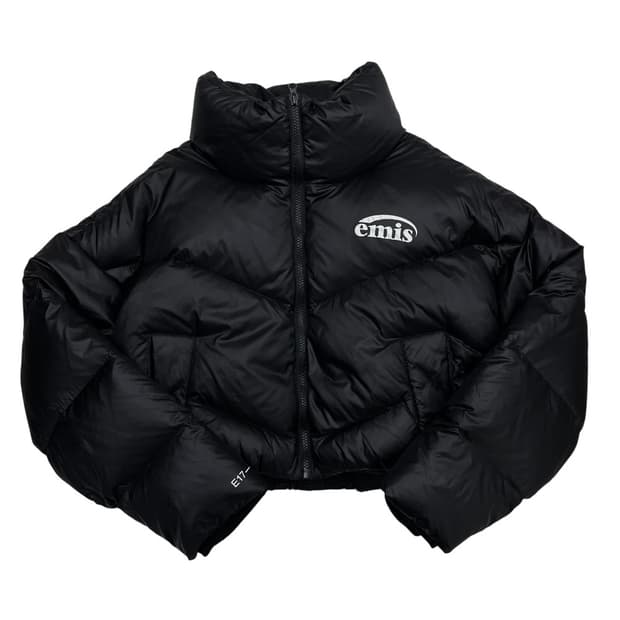 이미스 블랙 크롭 덕다운 패딩 S