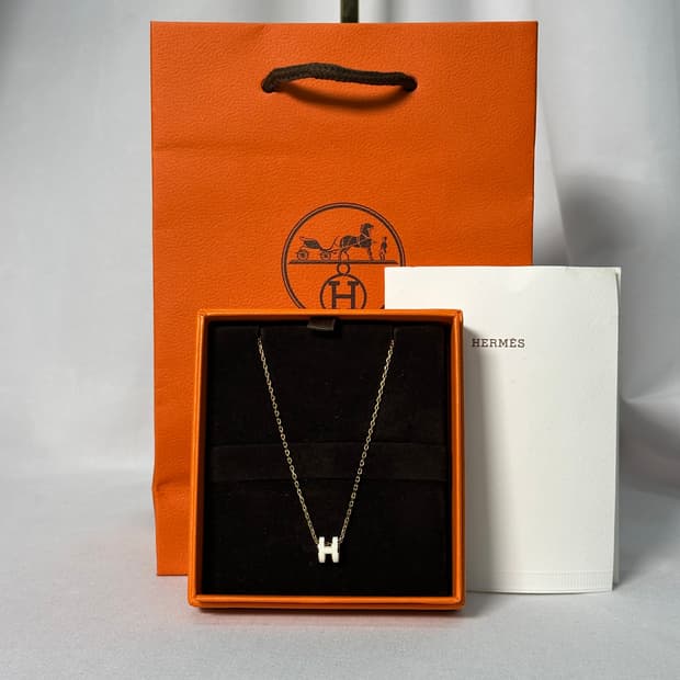 [정품]에르메스 미니 팝아슈 화이트골드