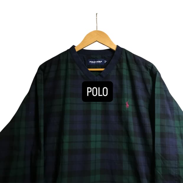 폴로 90s 일제 체크 웜업자켓