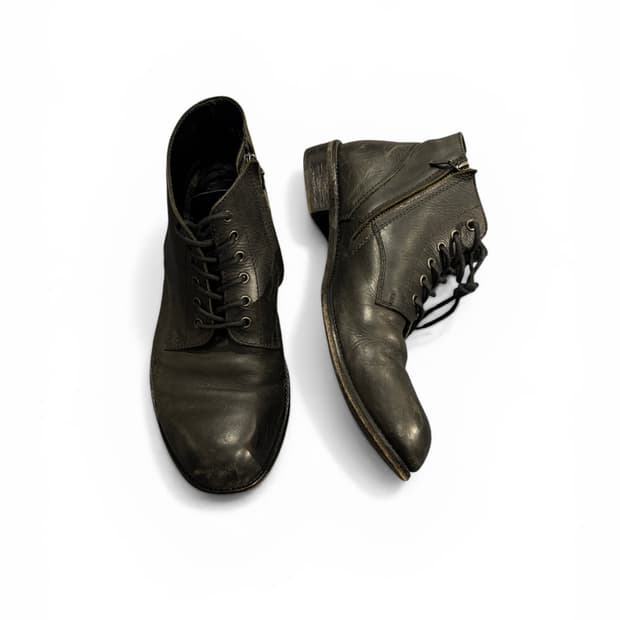 PADRONE Black Lace-Up Zip Boots Size 43