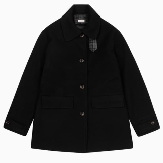 오헤시오 CHECK HALF WOOL COAT, BLACK