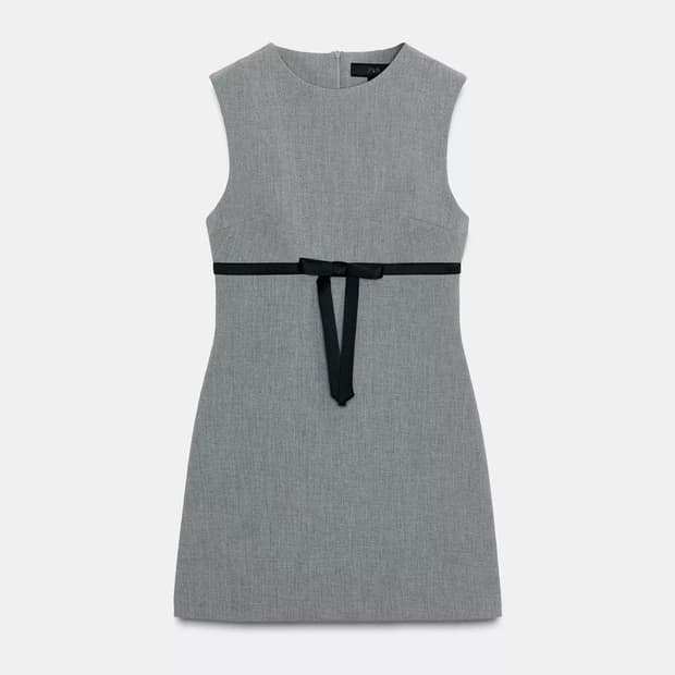 자라 새틴 미니 리본 원피스