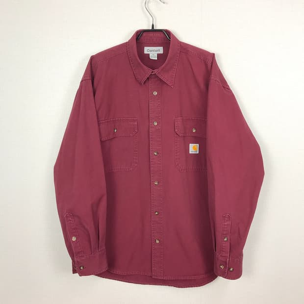 칼하트 Carhartt 투포켓 워크 셔츠 남방 와인색 남성XL