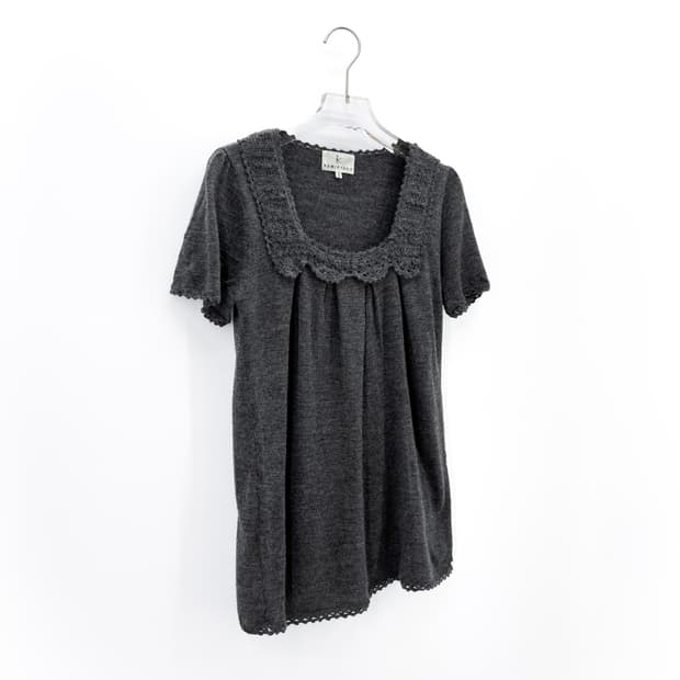 빈티지 레이스 반팔 레이어드 니트