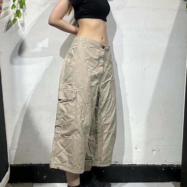 00s 나이키 베이지 버뮤다 반바지 오버핏 와이드 카고 팬츠 XL 