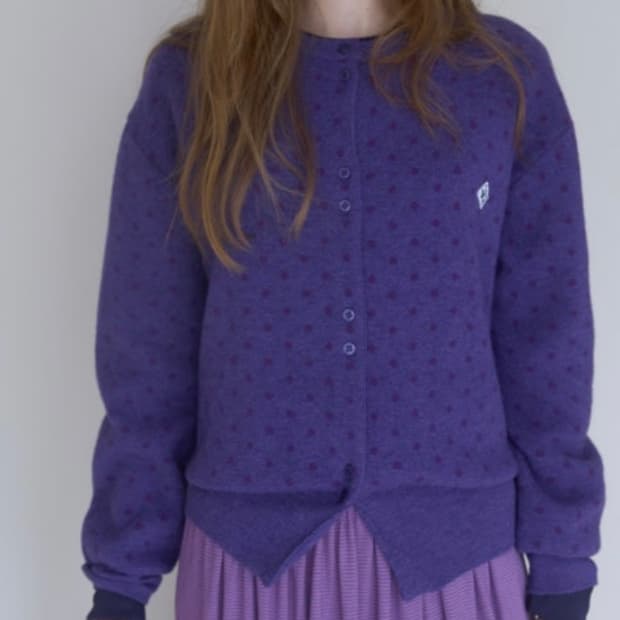 노컨텐츠 퍼플 도트 가디건