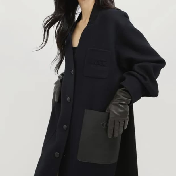 럭키슈에뜨 2025 캐시미어 혼방 노카라 롱 코트  36사이즈