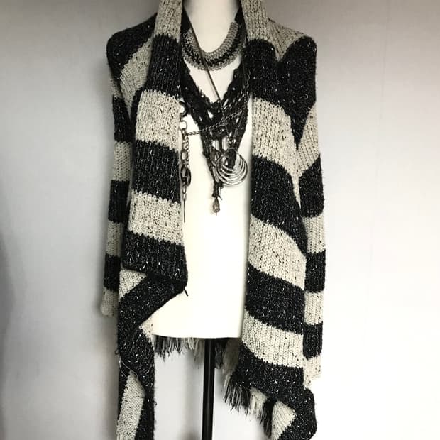 Vintage Draped Fringe Knit Cardigan