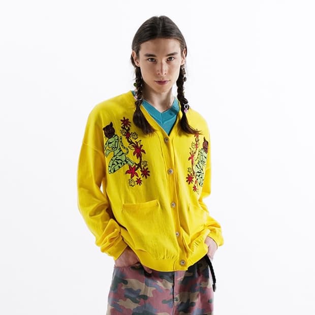 유스배스 CAT N MAPLE OVERFIT CARDIGAN_YELLOW
