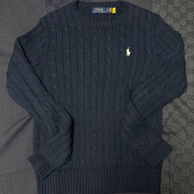 폴로 꽈배기 니트 (라운드 네이비)
