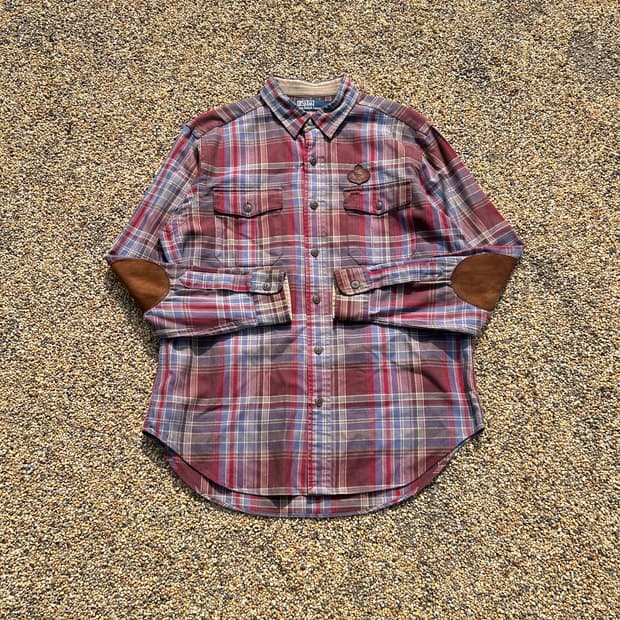 폴로 랄프로렌 헌팅 엘보우 패치 체크 셔츠