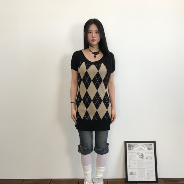 Klein Plus Acrylic Argyle Midi Onepiece