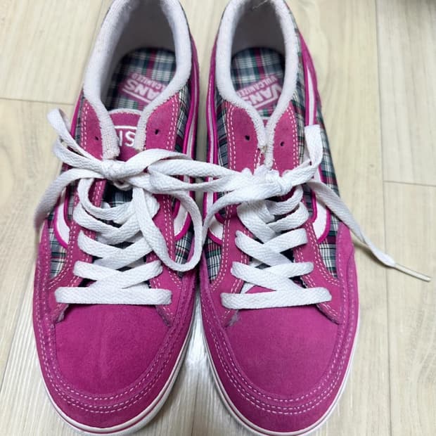 반스 체크 스웨이드 245 핑크 vans