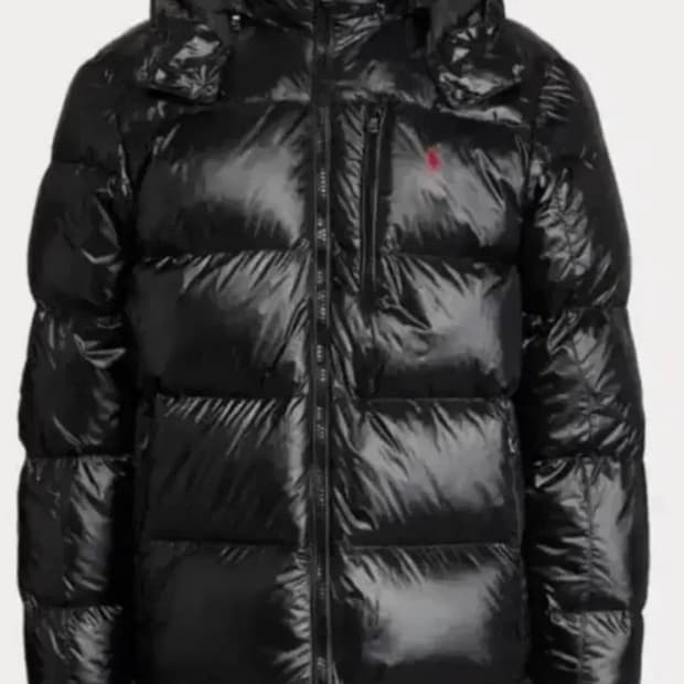 폴로 블랙 유광 패딩 