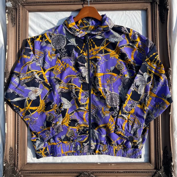 퍼플 바로크 패턴 윈드브레이커 자켓