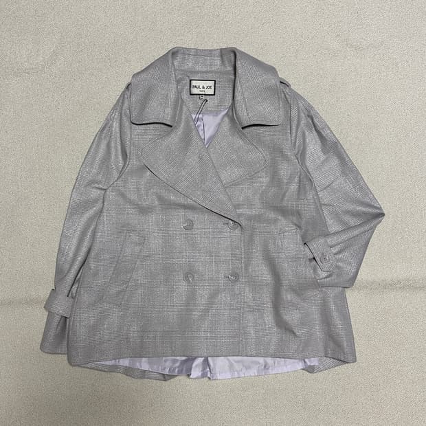 폴앤조 꾸뛰르 메탈릭체크 트렌치 코트