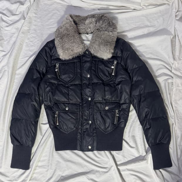 I blues club 멀티 포켓 퍼 칼라 다운 자켓 y2k lgb 