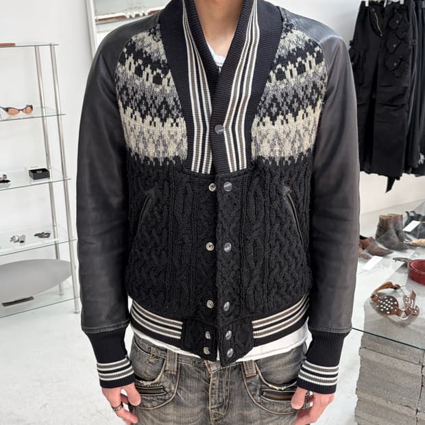 미하라 야스히로 모헤어 홀스 레더 바시티 자켓