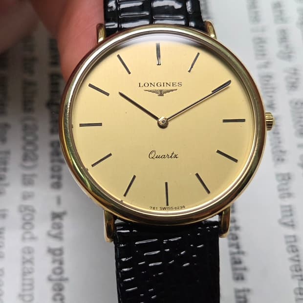 빈티지 론진 황금날개 올금장 슬림쿼츠 드레스워치 