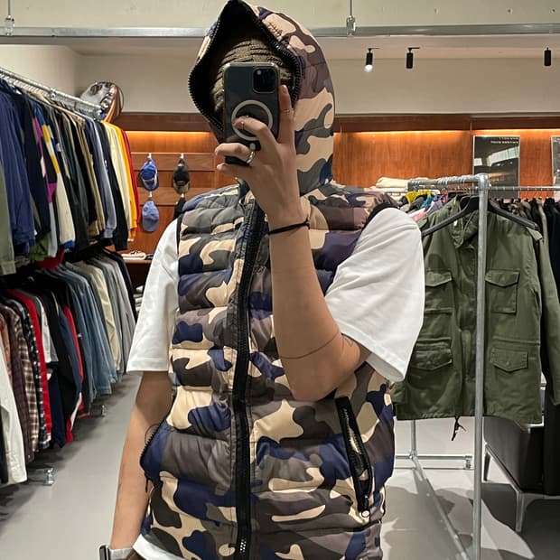 카모플라주 패딩 조끼