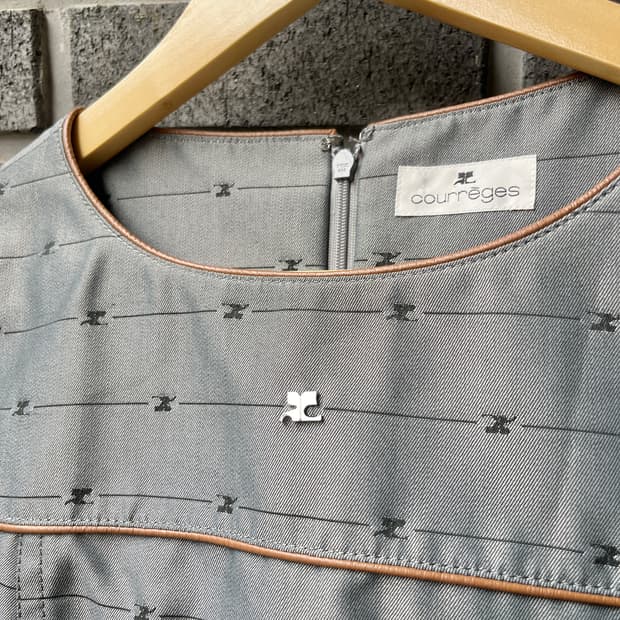 00s Courreges 꾸레쥬 로고 패턴 원피스