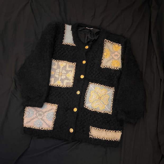 빈티지 모헤어 돌 엔틱 가디건 니트