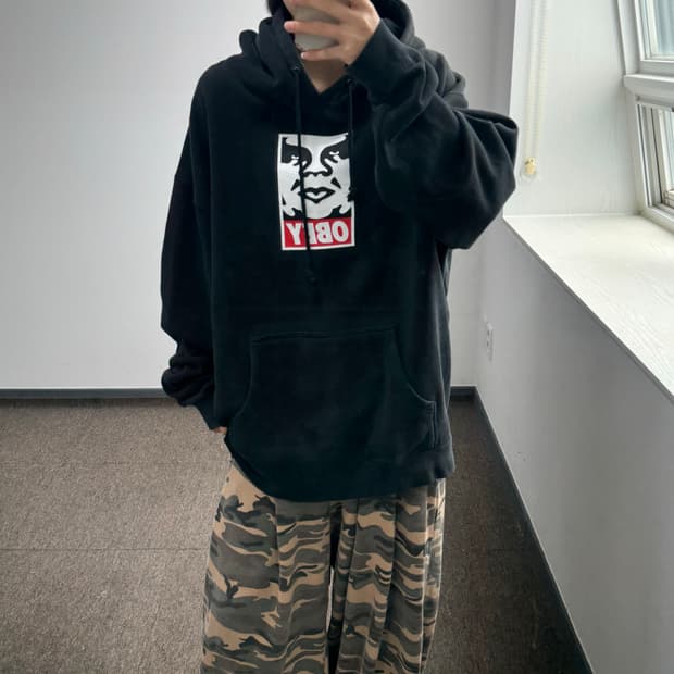 Obey 오베이 빅 로고 블랙 후드티 