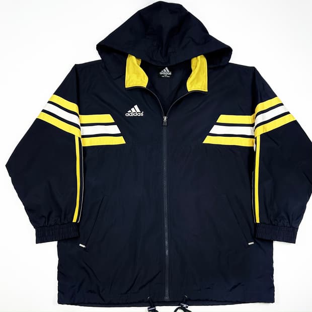 00s 아디다스 올드스쿨 오버핏 우븐 레인자켓 다크네이비 L