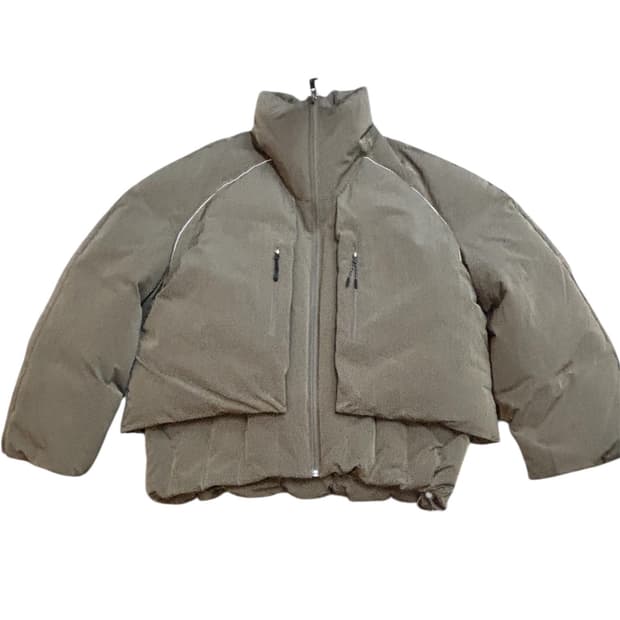 젠사이 하이넥 레이어드 덕다운 숏패딩