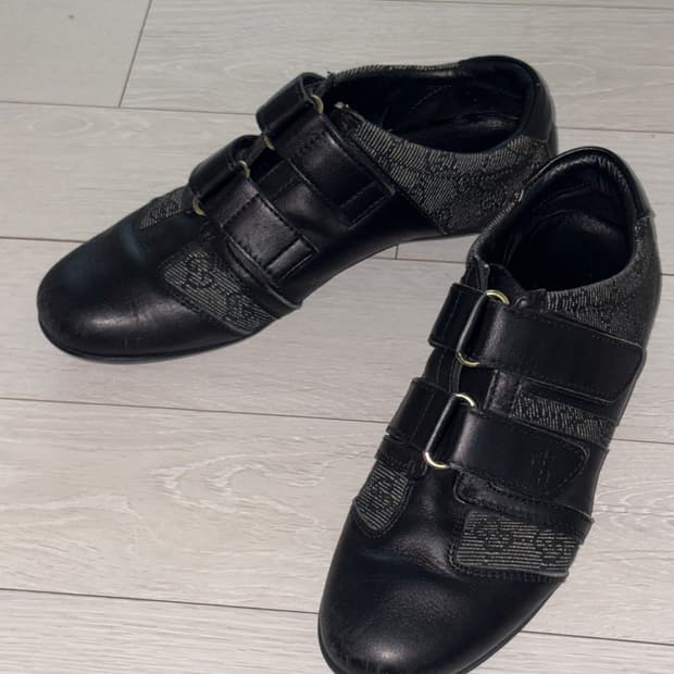 00s Gucci 드라이빙 스포츠 플랫 자카드 벨크로 로퍼 스니커즈