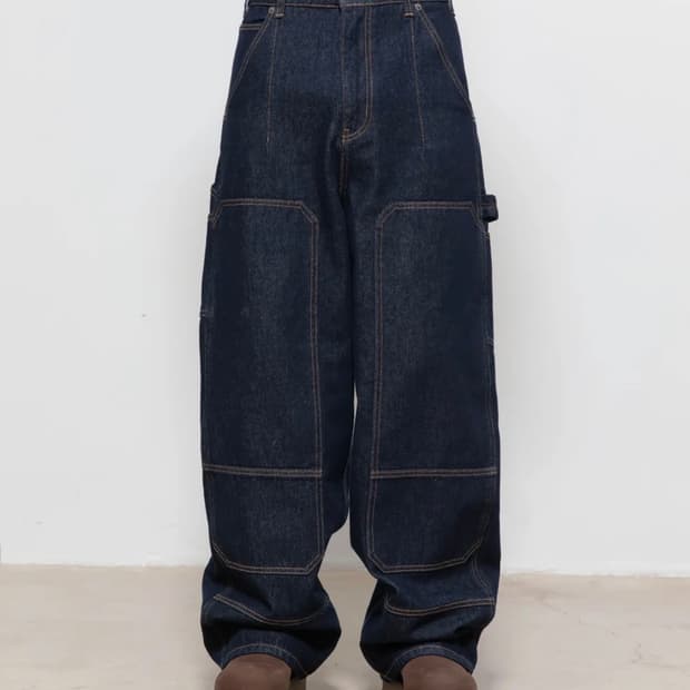 비긴202 - 더블니 데님 팬츠 [논페이디드 인디고] (2 Size)