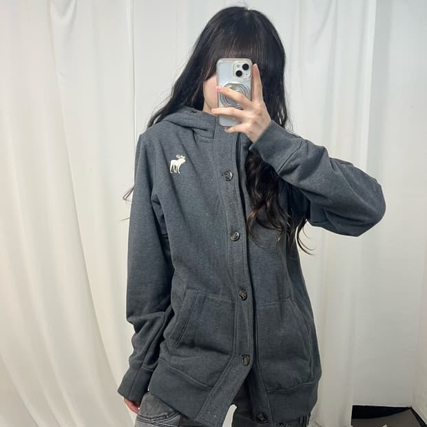 Abercrombie Grey Button Hoodie