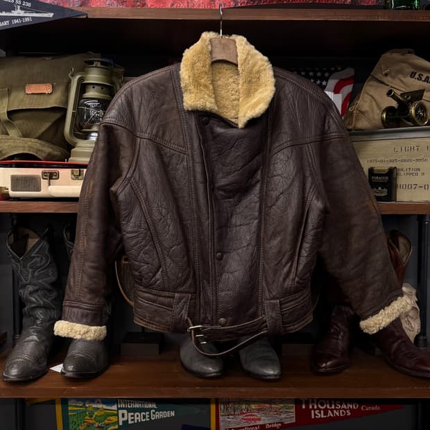 80s Made England 리얼 양 가죽 레더 빈티지 무스탕 N137