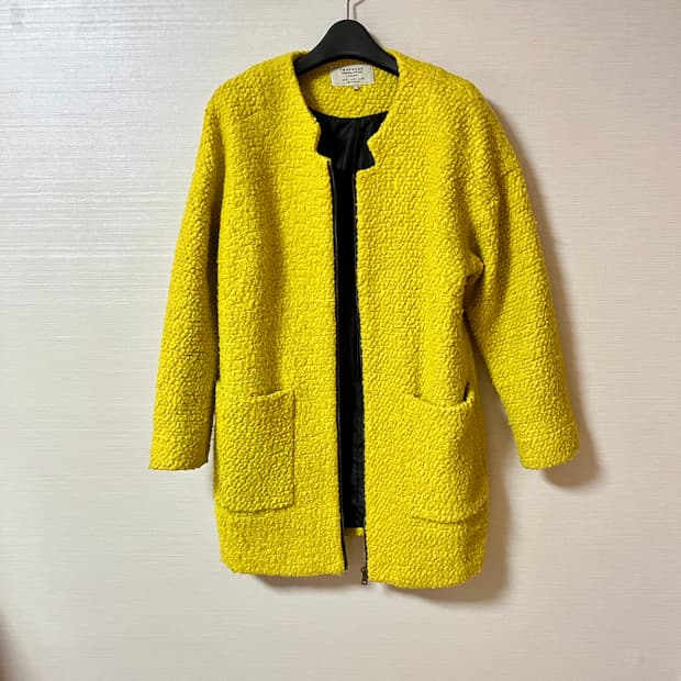 자라 ZARA 울 혼방 오버핏 코트 옐로우 노랑