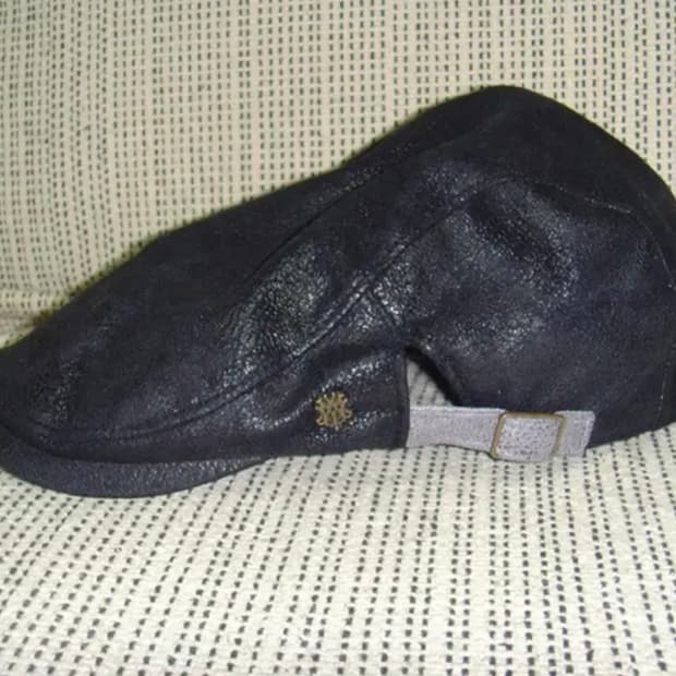 빈티지 가죽 헌팅캡 블랙