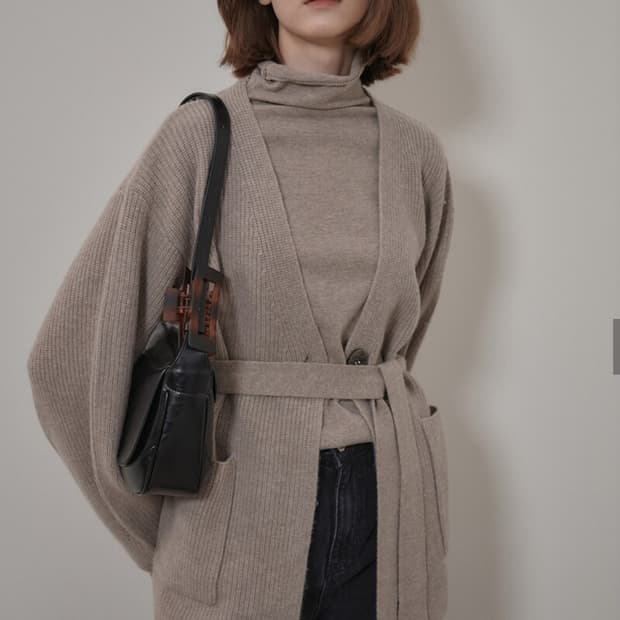 루에브르 캐시미어 벨티드 니트 가디건